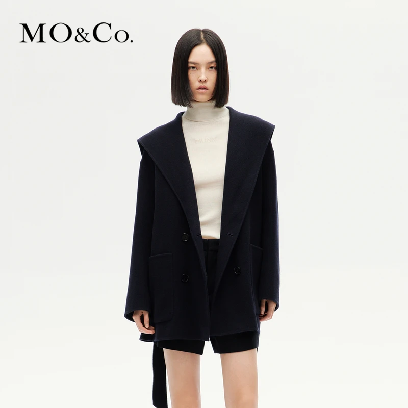 美丽诺绵羊毛MOCO冬双面呢大衣外套附腰带MBC4OVC001