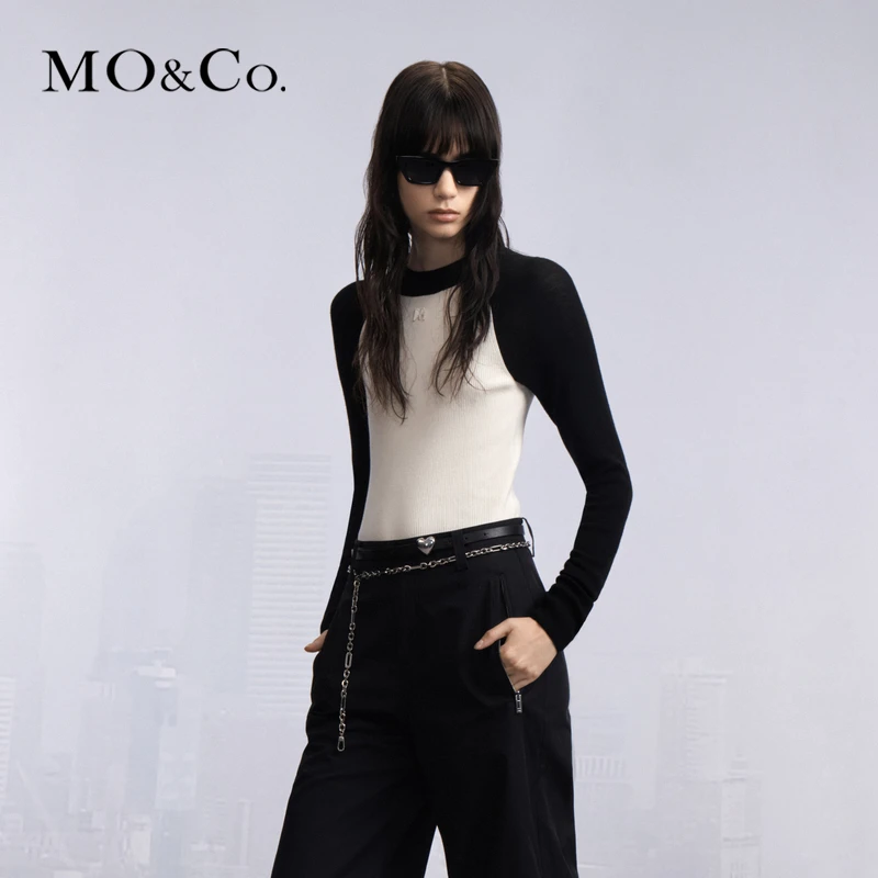 美丽诺绵羊毛MOCO秋插肩袖修身针织衫轻职场MBC3SWTT20