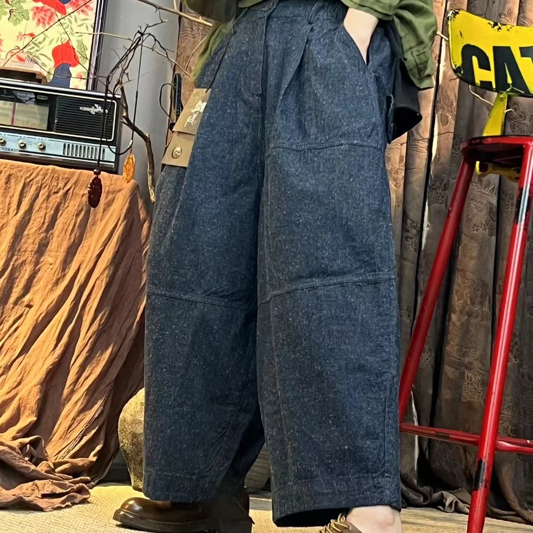 【隐叙原创】YX0276春季新款宽松百搭棉麻八分休闲裤