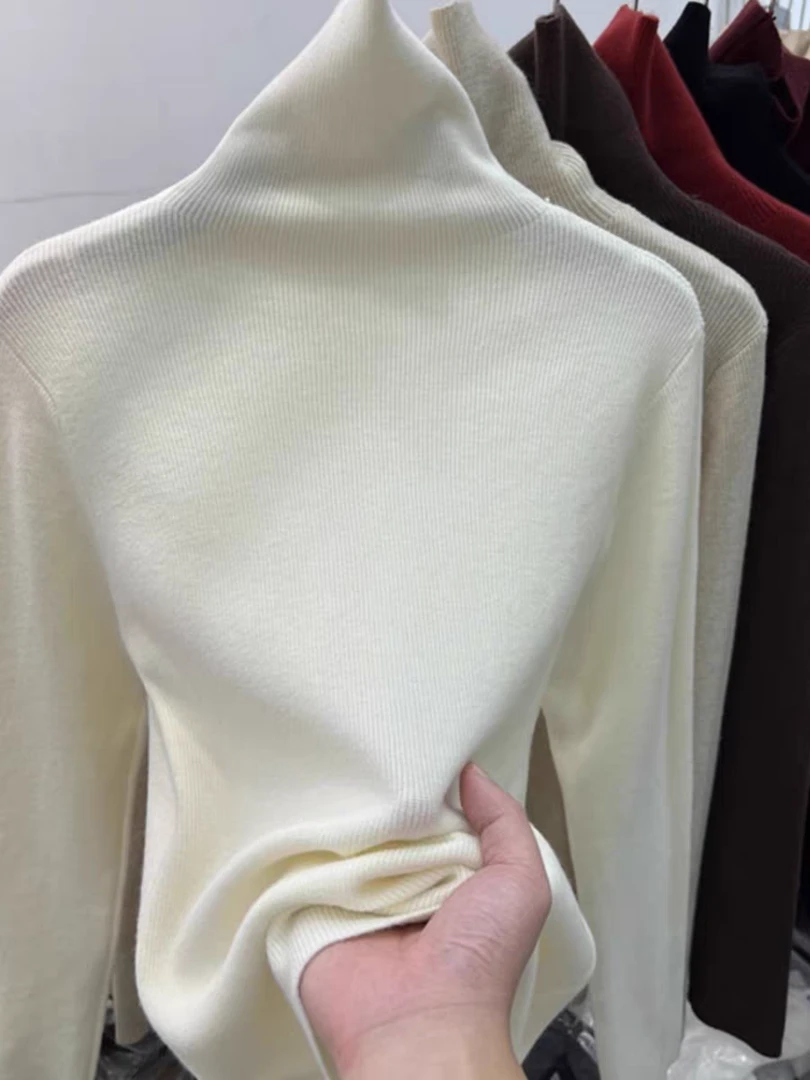 韩系高领修身打底衫堆堆领内搭气质显瘦