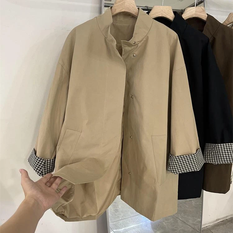 中长款风衣女2025秋季新款高级感宽松立领小个子气质大衣外套