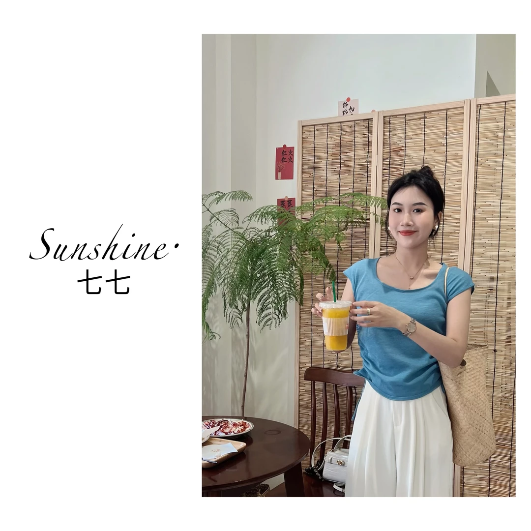 Sunshine【花间酒】气质甜美亮色系夏季显白精致百搭抽绳针织上衣