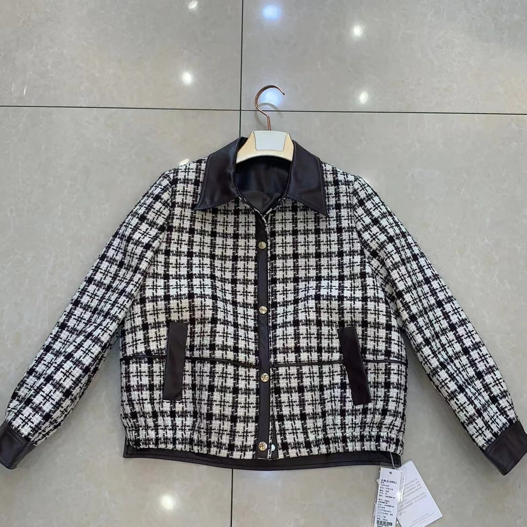 时尚减龄外套【C037】秋季女外套格子百搭