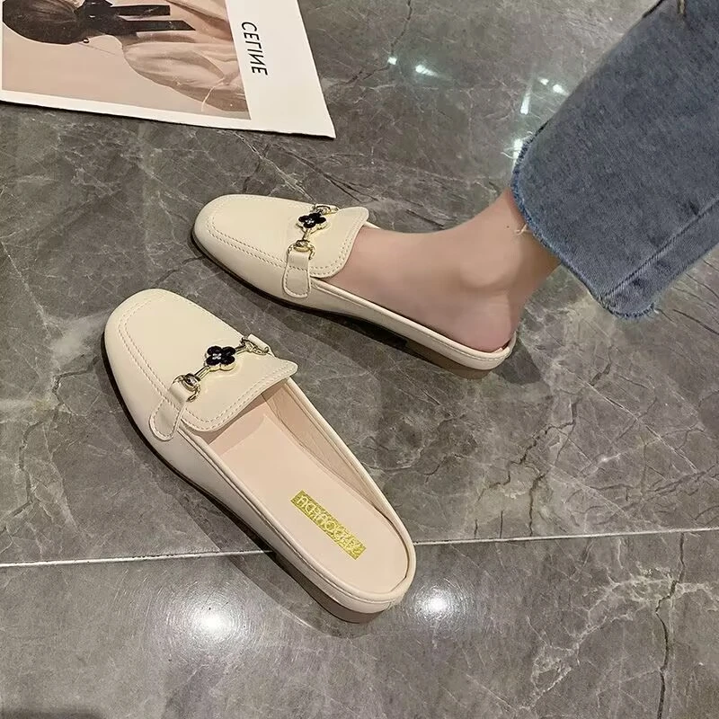 网红包头半拖鞋女ins潮2025年新款夏季百搭复古懒人拖鞋穆勒鞋