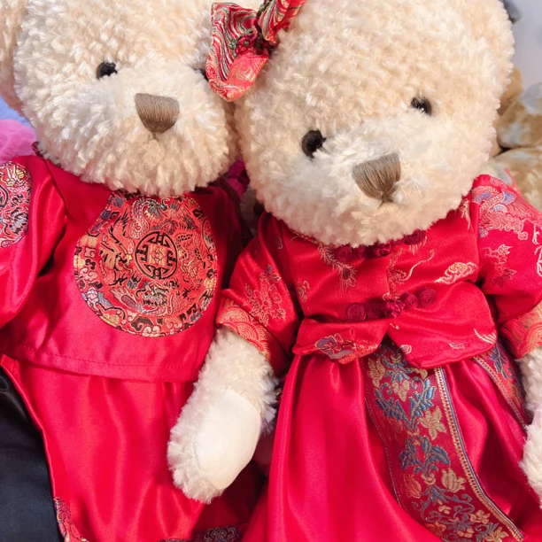 泰迪唱诗班压床娃娃婚房情侣婚纱泰迪熊公仔玩偶一对毛绒结婚礼物