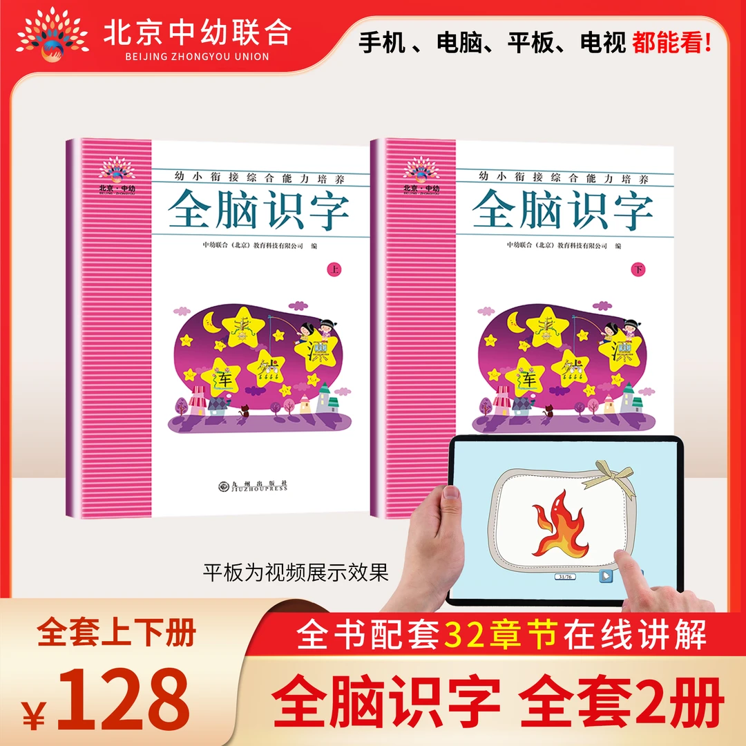 幼小衔接全脑识字全套2册32章节讲解儿童学前入学识字大王认字