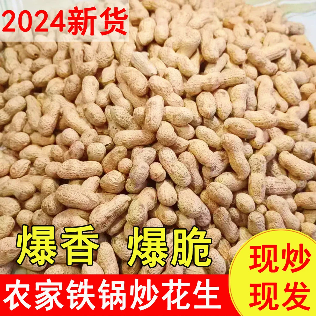 【现炒现发】新货农家原味炒花生铁锅带壳熟花生柴火花生无干燥剂