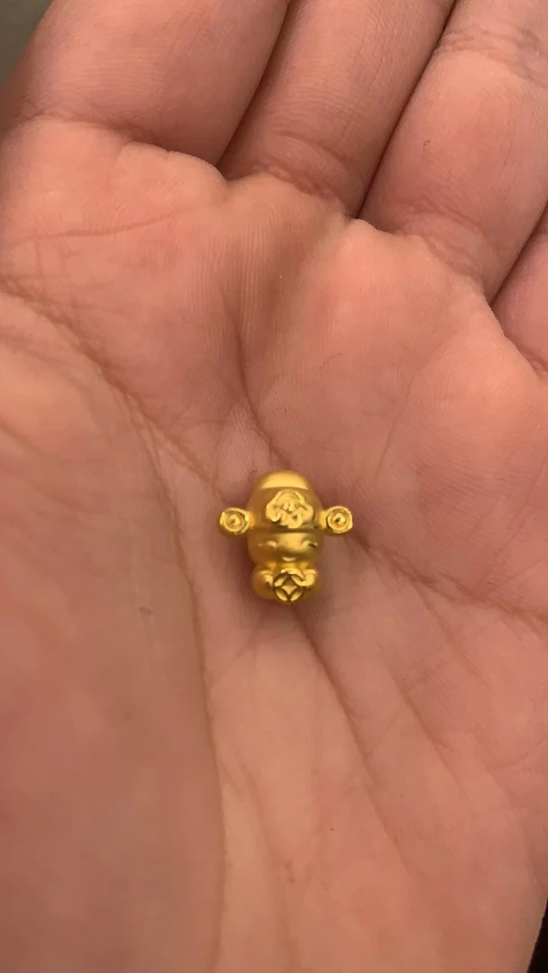 足金999 素铜钱财神中穿