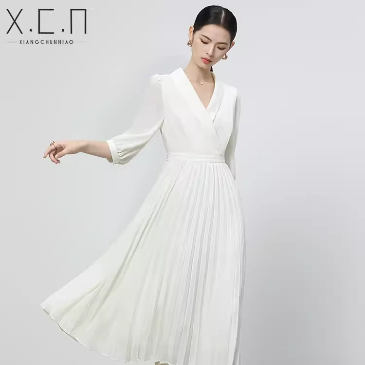 X.C.N【夏日独白】气质时尚春夏长裙职业时尚复古优雅百搭-2418252