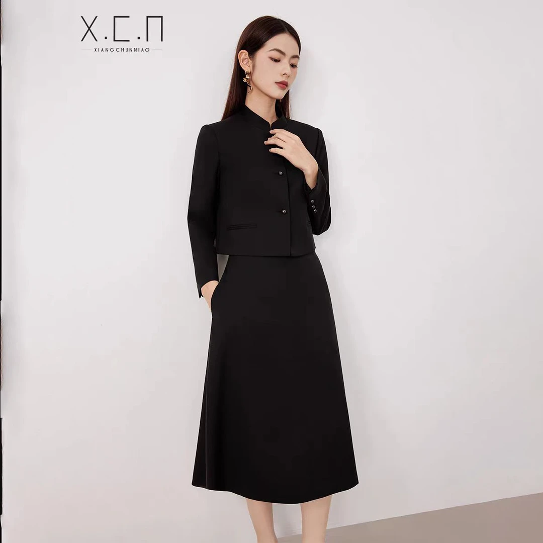 祥春鸟【墨画极】新中式职业套裙春季新款早春通勤红人上新24T2164