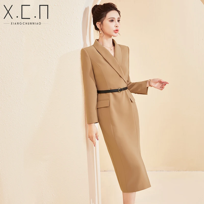 X.C.N【曼城旧事】高级感职业春季裙子法式长袖时尚女装-2238191