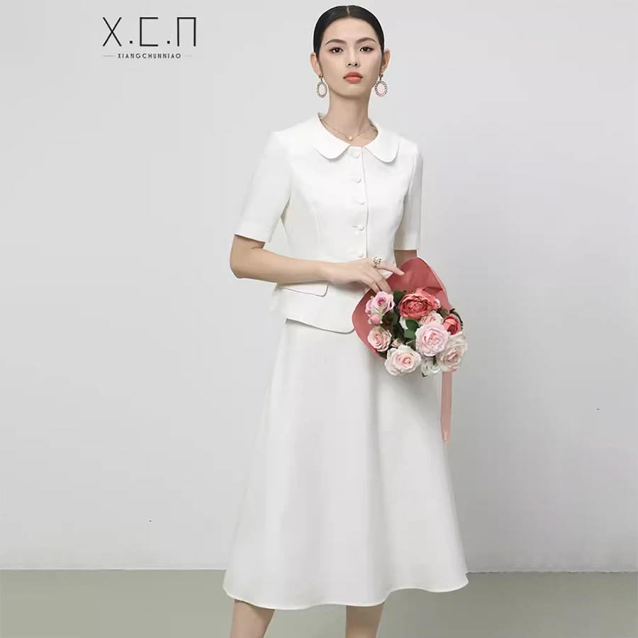 X.C.N【法香赫拉】职业连衣裙套装夏季白色商务衬衫气质百搭时尚