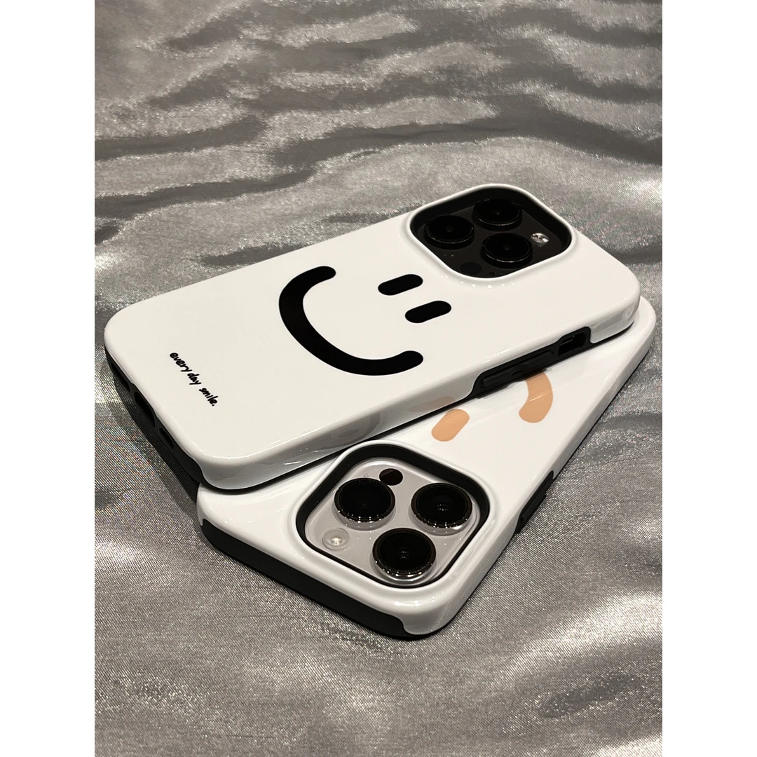 涂鸦笑脸苹果15Pro手机壳适用iPhone14puls韩国二合一菲林13套12