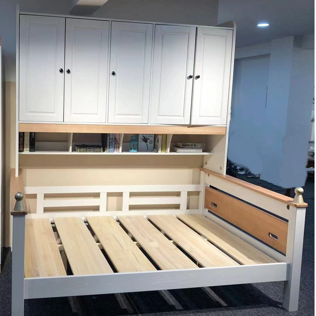 实木单人儿童床榻榻米床简约女孩书柜双人上下铺衣柜床顶柜床柜子