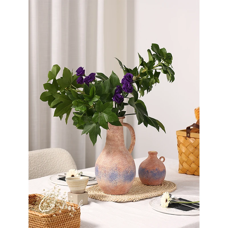 契阔家居 莫奈Monet清晨花园系列摩洛哥手工粗陶花瓶客厅艺术摆件