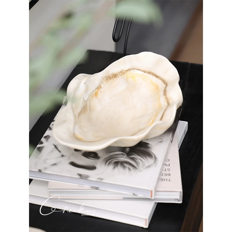 契阔家居 SEA海洋之歌中古仿生贝壳艺术收纳托盘创意工艺品摆件