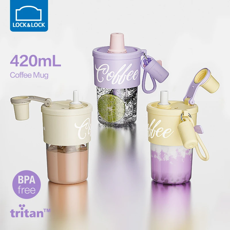 Lock&Lock/乐扣乐扣咖啡杯塑料杯吸管杯网红可爱创意便携学生产妇