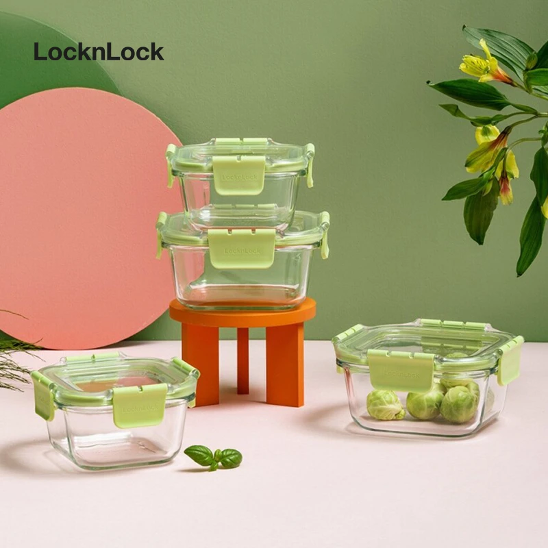 乐扣乐扣保鲜盒玻璃饭盒水果便当盒带饭餐盒沙拉冰箱收纳高硼硅