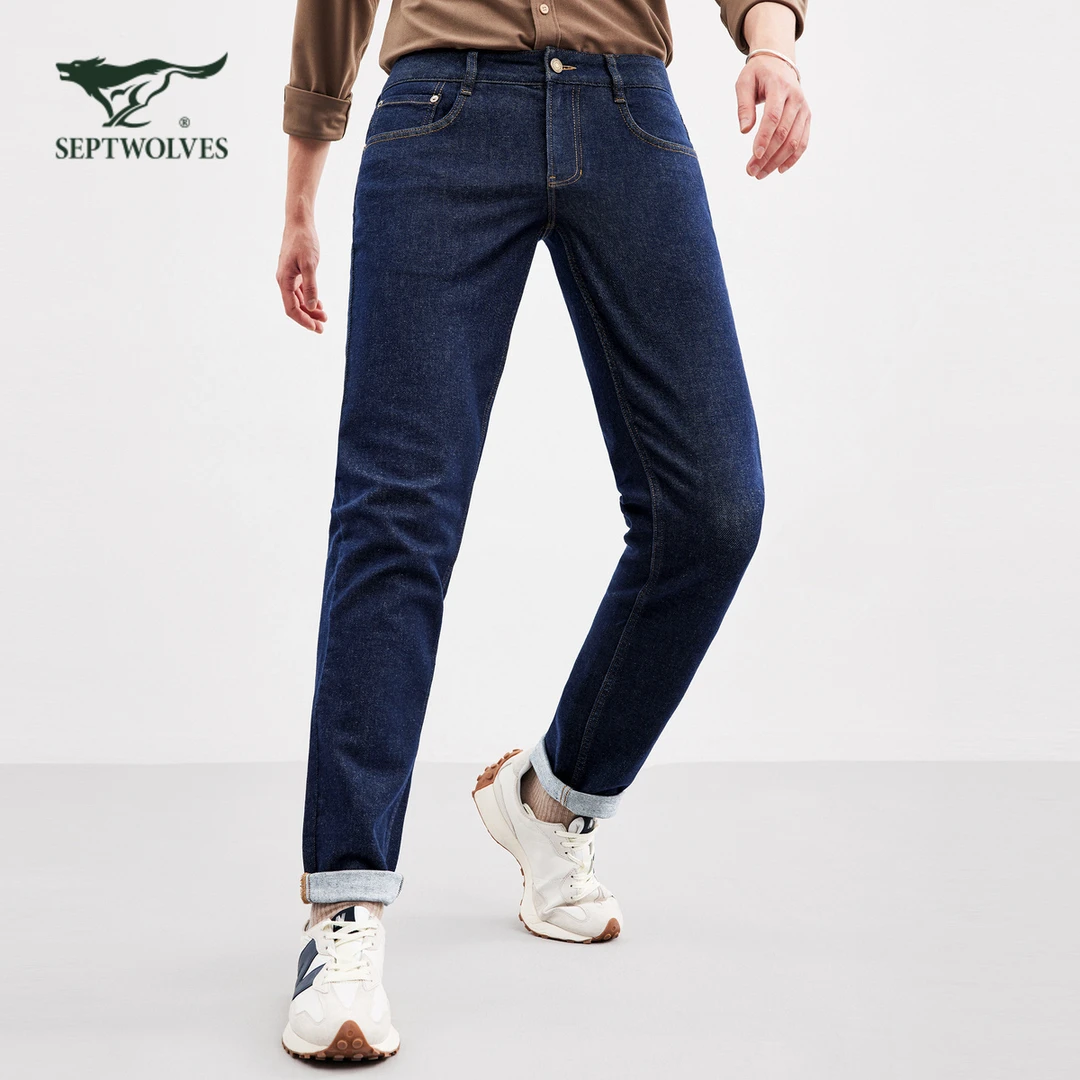 七匹狼牛仔裤修身秋季冬季男士直筒弹力宽松秋冬修身秋季冬季男士