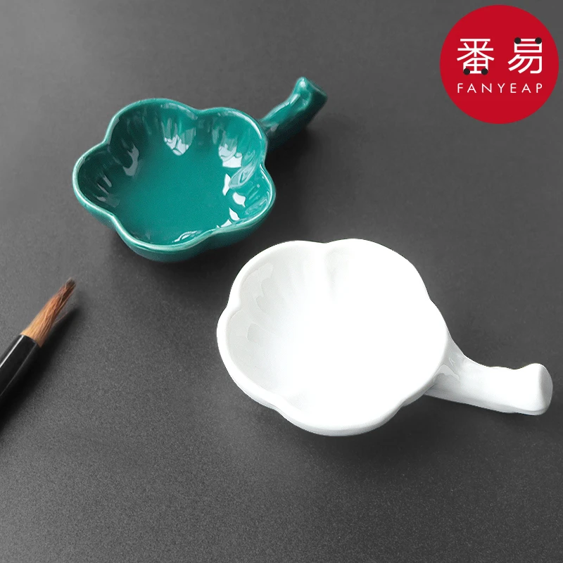 J80墨盘 砚台书法学生毛笔陶瓷文房四宝墨汁笔搁墨水笔舔小墨碟