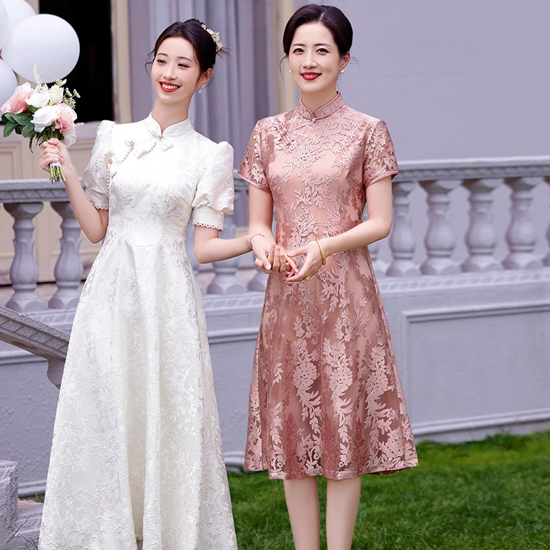 5683高端气质优雅婚礼婚宴喜妈妈晚礼服2024新款喜中式婚礼服装夏