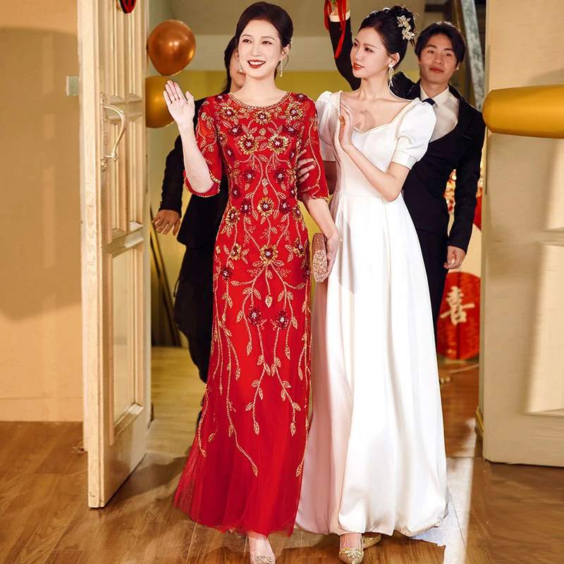 6002高级感喜婆婆婚宴装2024新款秋季婚礼妈妈礼服高贵时尚年轻款