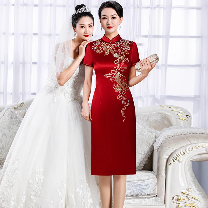 5500高端气质优雅中式订婚婚宴喜妈妈改良旗袍裙2024新款大码显瘦