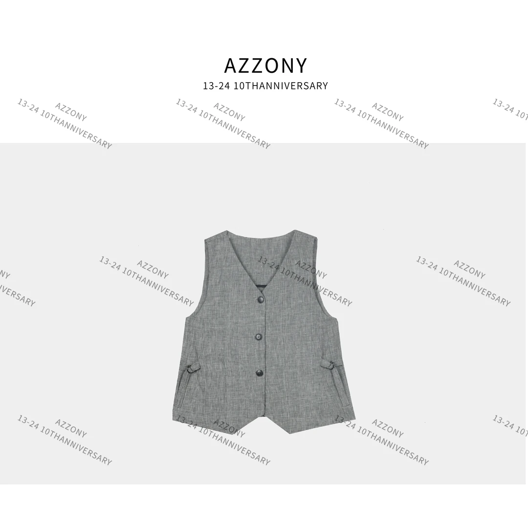 AZ Q YYL 千鸟格全亚麻马甲套装  XBSL24403-XKSL24403