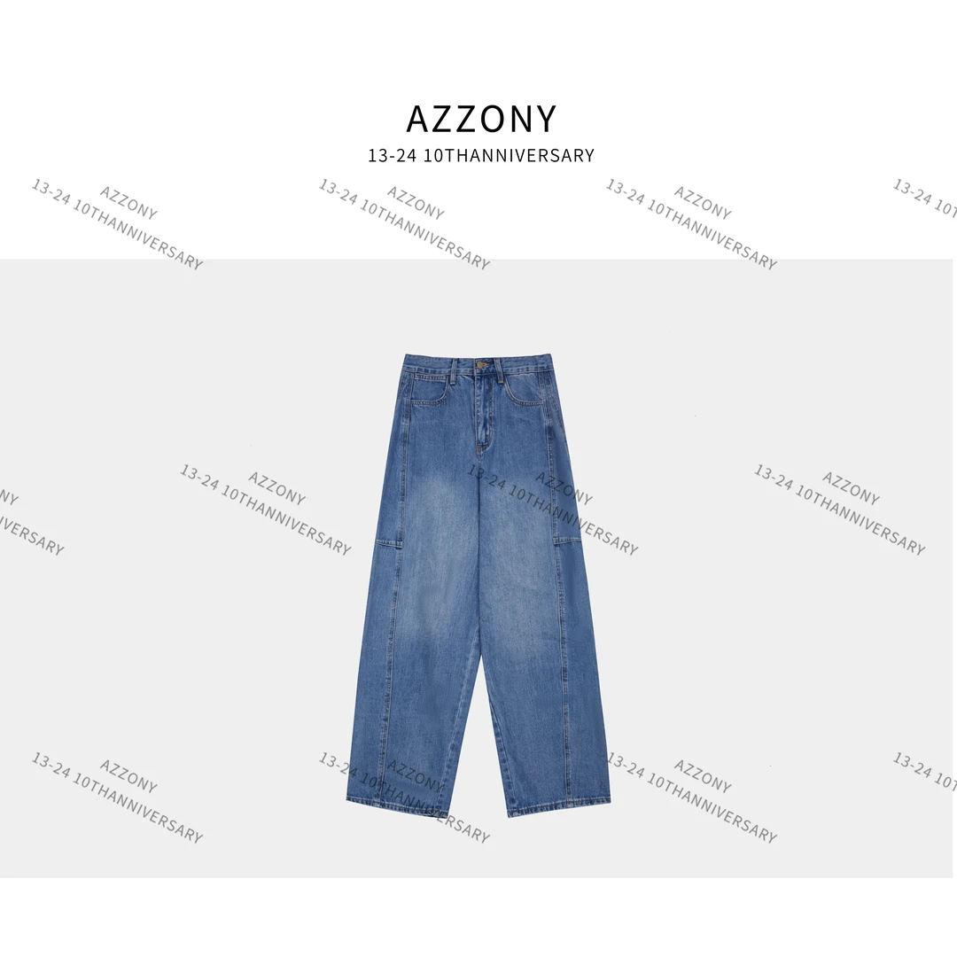 AZQ YYL 分割线弯刀阔腿牛仔裤 NEW秋款 SH7302