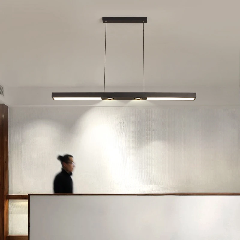 现代简约北欧餐桌餐厅led灯一字长条灯射灯吧台办公室前台LED吊灯