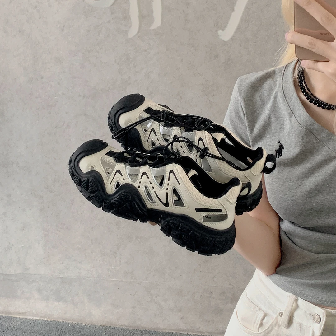 葡萄妈studiolee白鹿同款~丑萌拼色系带户外徒步登山休闲风运动鞋