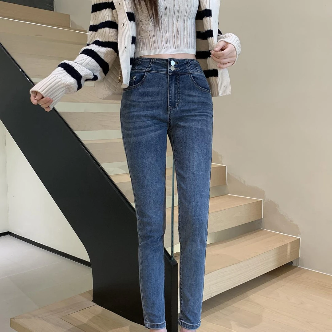 【5折】葡萄妈studiolee~挚爱神裤！显腿细修身百搭九分小脚牛仔裤女