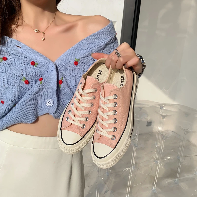 葡萄妈Studiolee 经典帆布鞋女春秋复古港风休闲百搭低帮板鞋ins