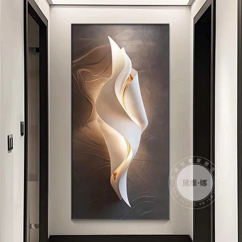 黛维·娜轻奢高档入户玄关装饰画现代简约走廊过道挂画正对门壁画