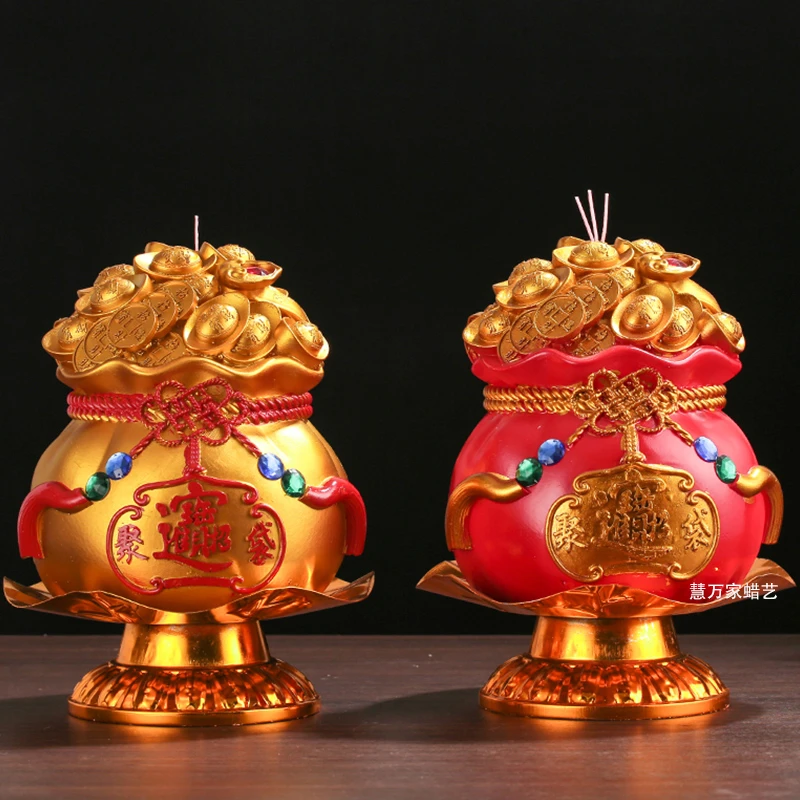 厂家整箱批发聚宝盆蜡烛红色喜庆过年长明平安灯家用招财聚财蜡烛