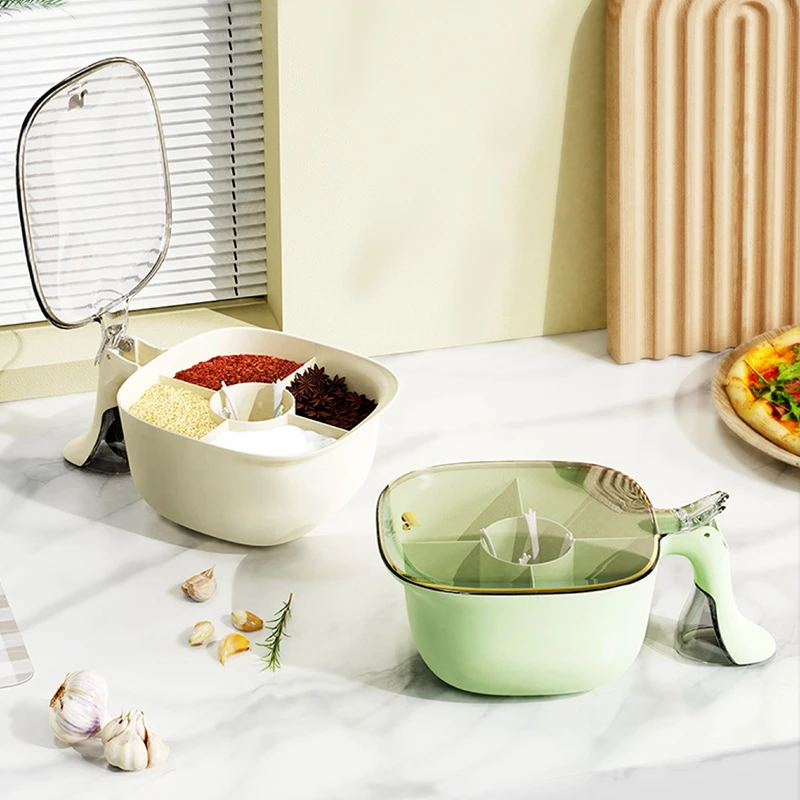 调料盒调料罐组合套装盐罐调味盒四格密封白糖味精佐料家用厨房