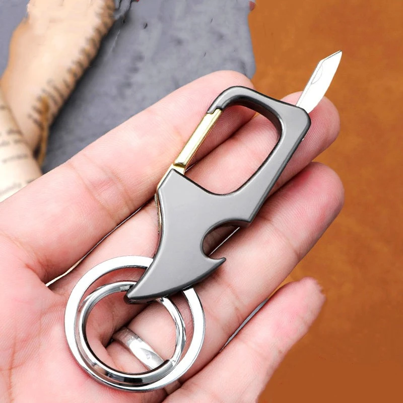 抢！【仅需6.9元】车钥匙扣多功能钥匙扣开瓶器小工具拆快递小刀腰挂