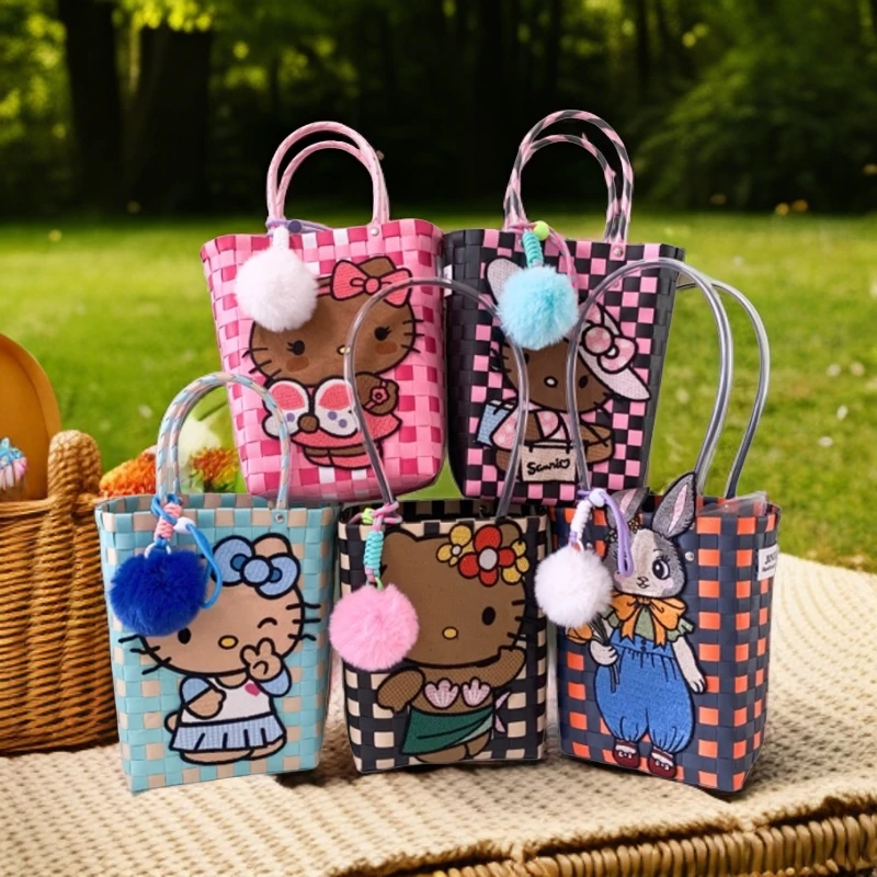 JINYUE手工编织工艺菜篮子卡通系列单肩手提轻便韩版大容量编织包