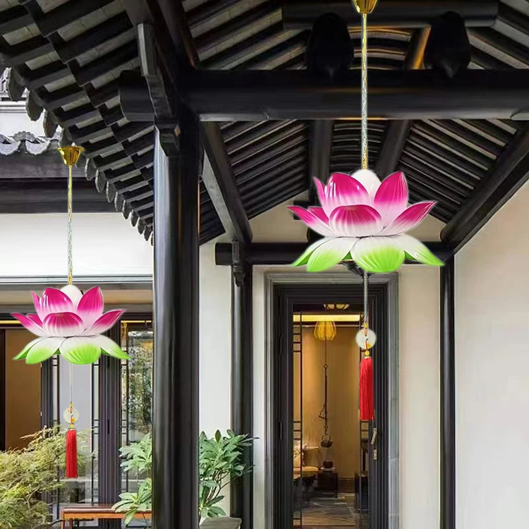 三层莲花小吊灯室外家用佛堂走廊过道休闲区小莲花吊灯装饰灯