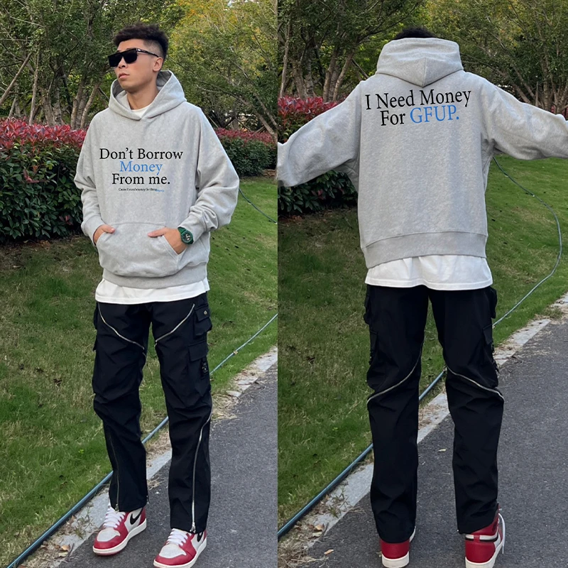 欧美式潮牌字母印花连帽卫衣男秋冬季hiphop嘻哈百搭宽松外套上衣