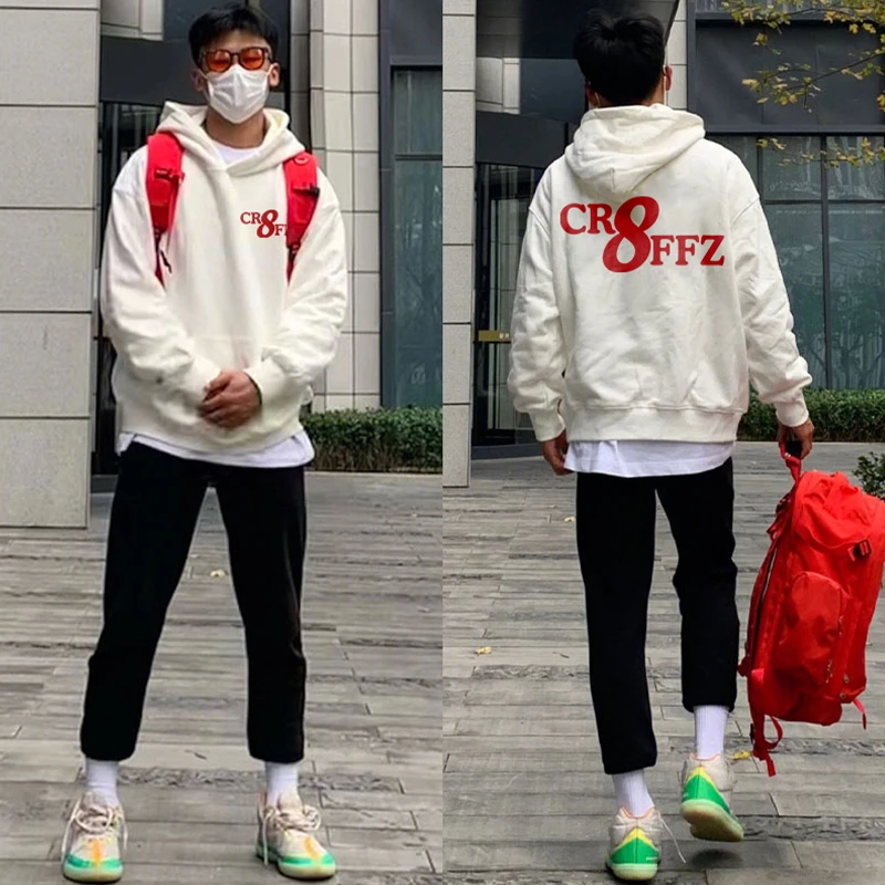 美式设计感字母印花连帽卫衣男ins秋冬潮牌宽松加绒加厚外套上衣