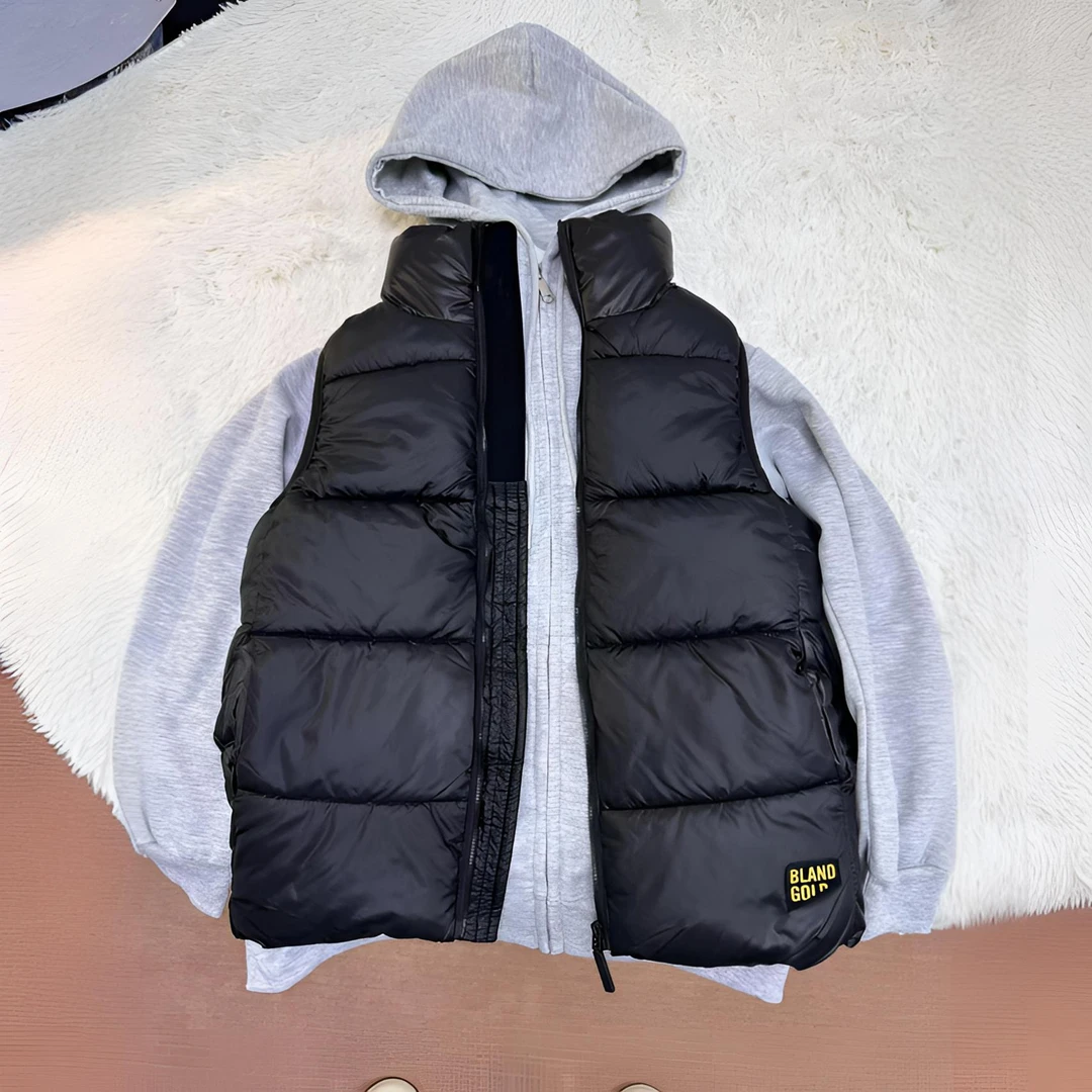 2024新款黑金系列棉马甲男冬季美式潮牌情侣马夹外穿加厚保暖坎肩