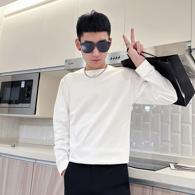 白色打底衫男2025春秋季潮流长袖高端轻奢T恤潮牌男装上档次衣服