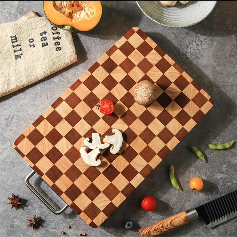 ZHOUCHAO/周朝相思木棋盘格菜板方格子砧板抗菌防霉家用实木切菜