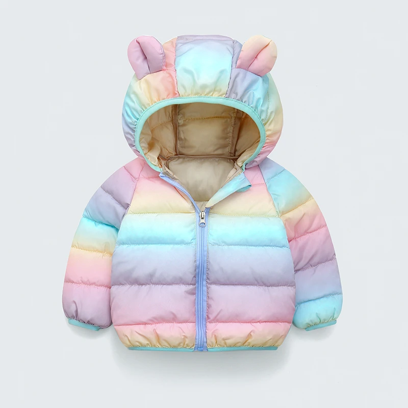 秋冬儿童小棉袄短款连帽保暖可爱彩色宝宝棉服男童女童洋气外套