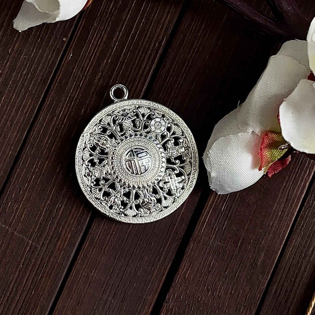 【银八宝罗盘】花丝9999时尚吊坠复古纯手工精美古风