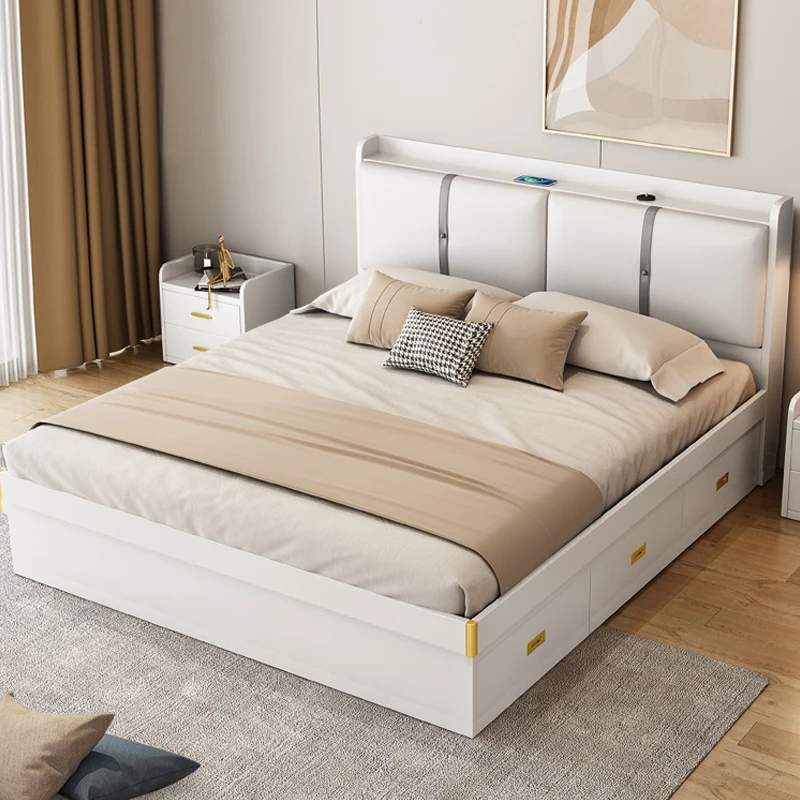 气压高箱储物床小户型床1.5米1.8米实木床现代简约储物床卧室双人