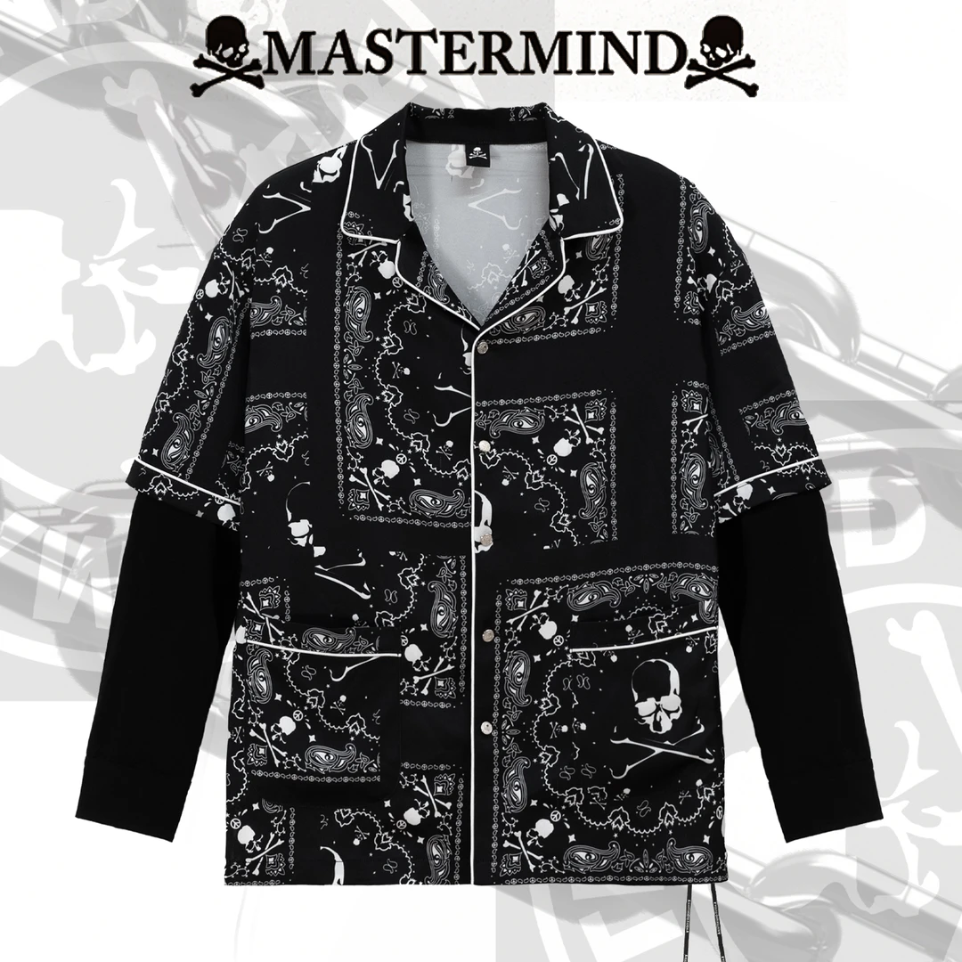 MASTERGUNS暗黑潮牌数码腰果花印花假两件长袖外套MJ24012