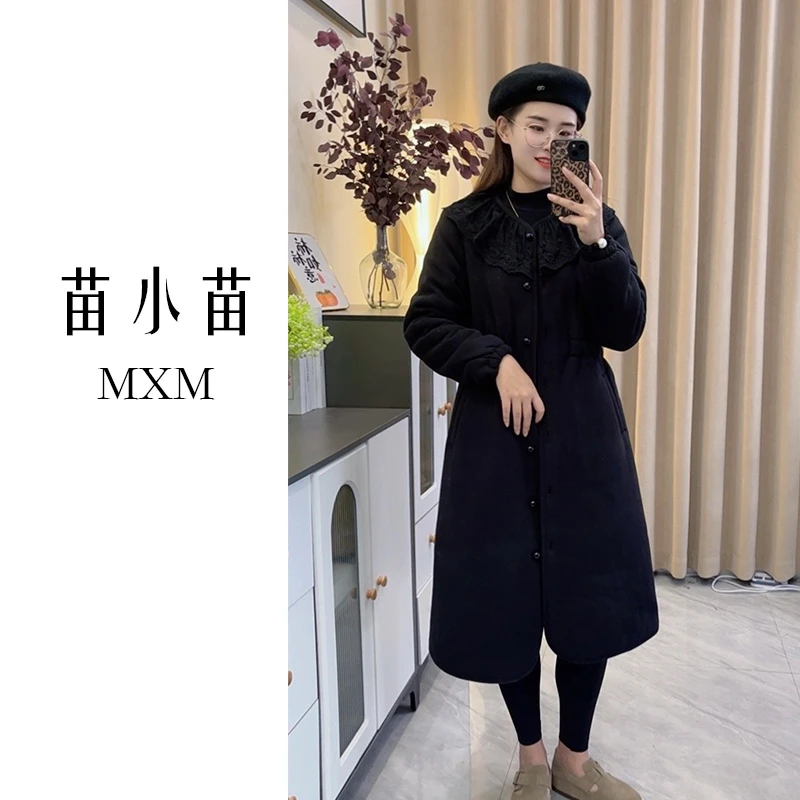 新款蕾丝领睡衣女气质冬季三层加厚加绒可外穿家居服冬季长款裙袍