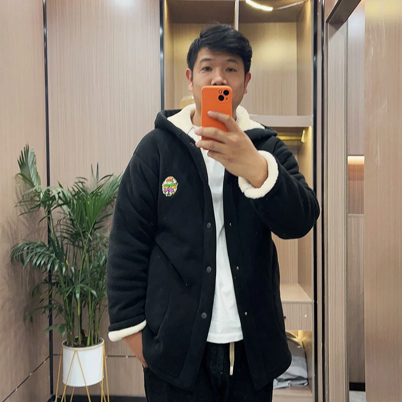 冬季男士时尚洋气可外穿睡衣套装保暖三层加厚家居服加绒连帽开衫